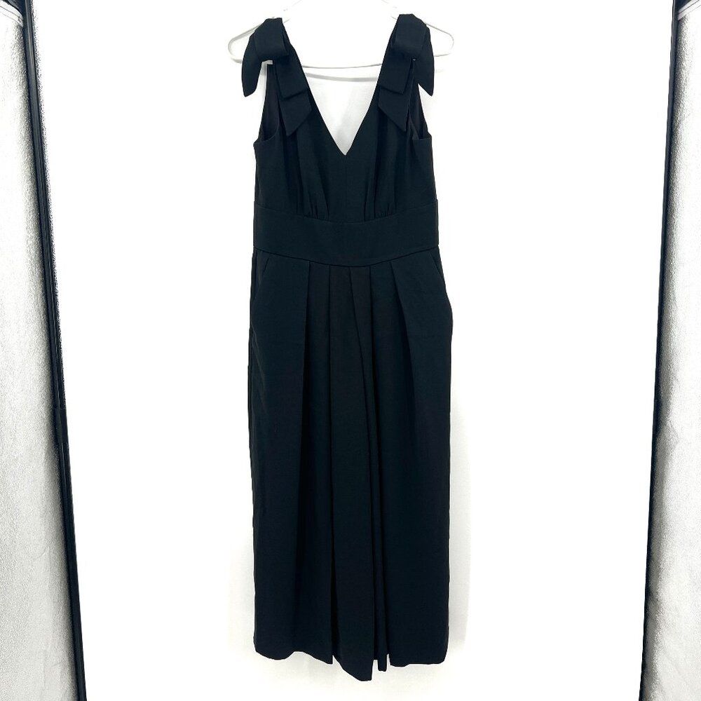 J.Crew Black Wide Leg Crop Pleated Jumpsuit Women's Size 6